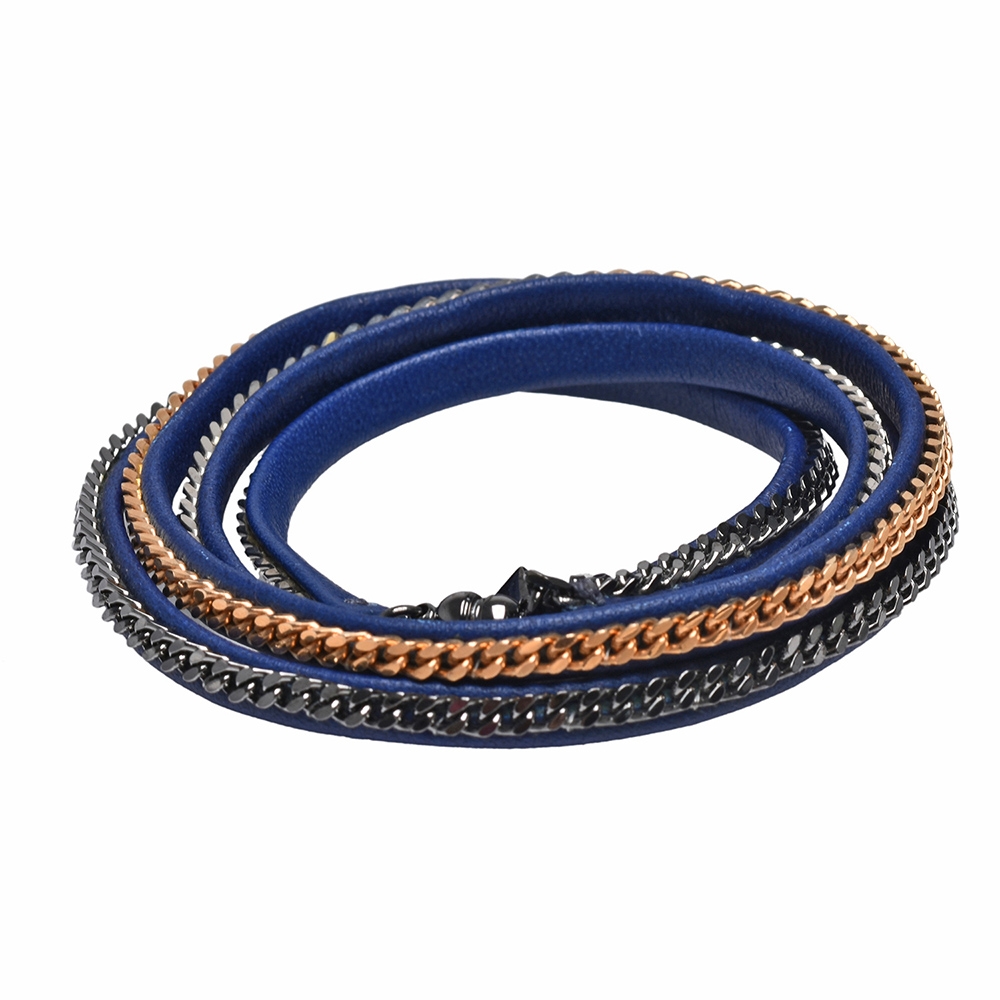 VITAFEDE 經典皮革多層次手環(深藍色)