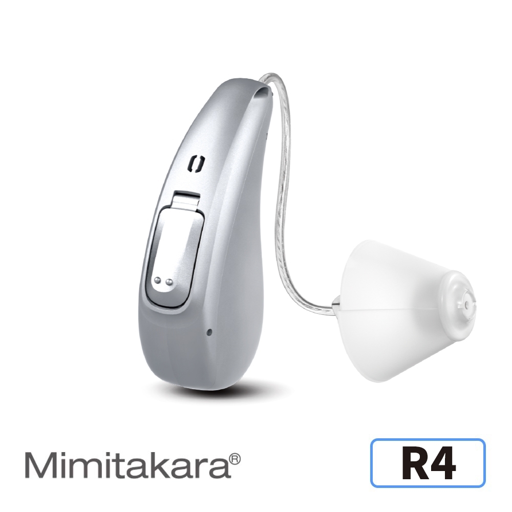 Mimitakara耳寶 24頻節能充電耳掛式助聽器R4-科技銀