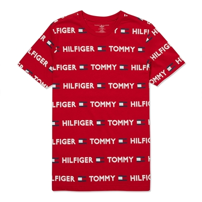 Tommy Hilfiger 熱銷印刷滿版文字Logo圖案短袖T恤-紅色