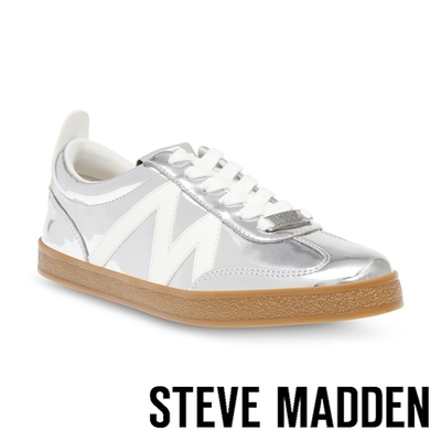 STEVE MADDEN-DEGREE 撞色拼接M平底休閒鞋-銀色