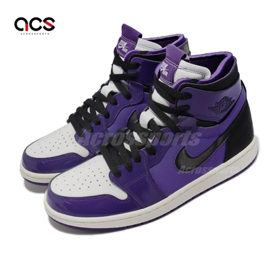 Nike 休閒鞋 Wmns Air Jordan 1 Zoom Air CMFT 女鞋 紫黑 高筒 一代 漆皮 CT0979-505
