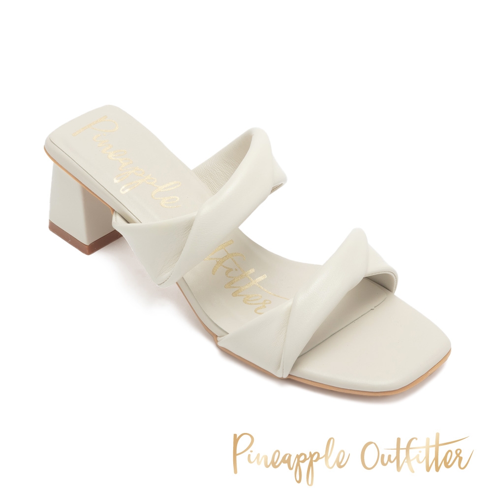 Pineapple Outfitter-RICARDA-羊皮扭結中跟涼鞋-米白色