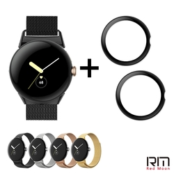 RedMoon Google Pixel Watch 2 / Watch 米蘭不銹鋼磁吸式錶帶+3D曲面保護貼2入