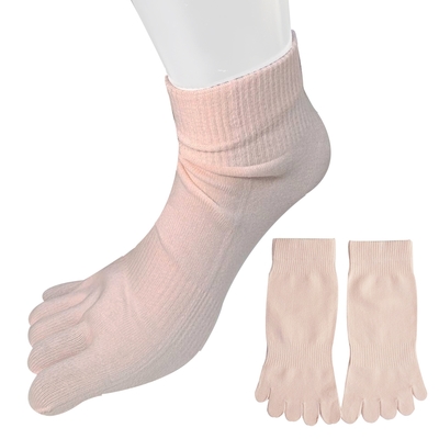 三合豐 ELF 精梳棉輕薄短統無後跟粉紅色女性五趾襪 - 6雙