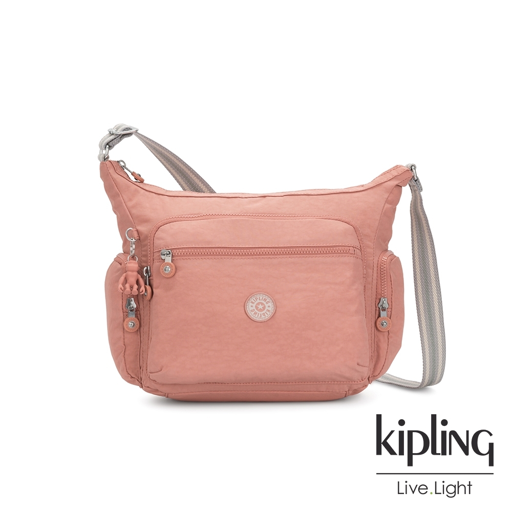 Kipling 奶油草莓拿鐵色多袋實用側背包-GABBIE