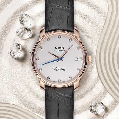 MIDO 美度 官方授權 Baroncelli 永恆系列 鑽石機械女錶 母親節禮物-33mm M0272073626600