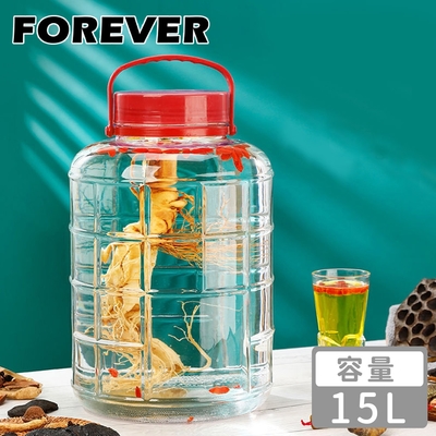 日本FOREVER 手提式醃漬梅酒玻璃罐15L