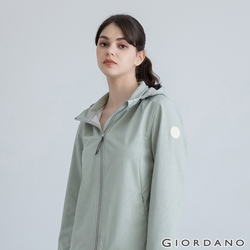 GIORDANO 女裝高機能袖章連帽外套 - 22 綠色水紋