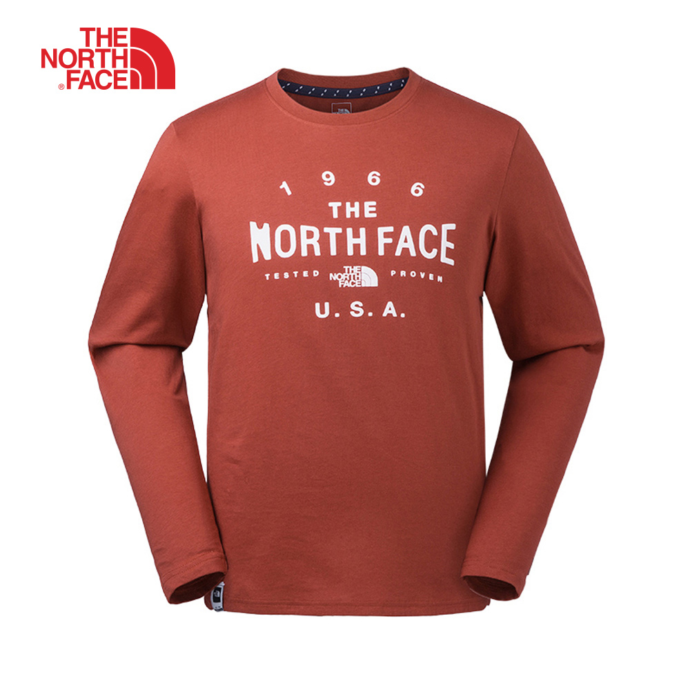 The North Face北面男款紅色透氣舒適長袖T恤｜3CIAZBN
