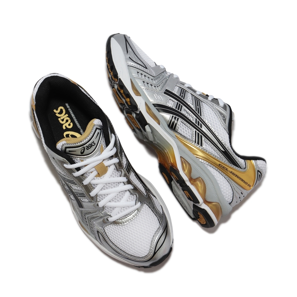 Asics 復古慢跑鞋GEL-Kayano 14 男鞋白銀黑金運動休閒鞋亞瑟膠AT