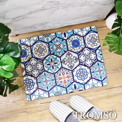 TROMSO 廚房防油短皮革地墊-K527S六角藍調花磚(小)