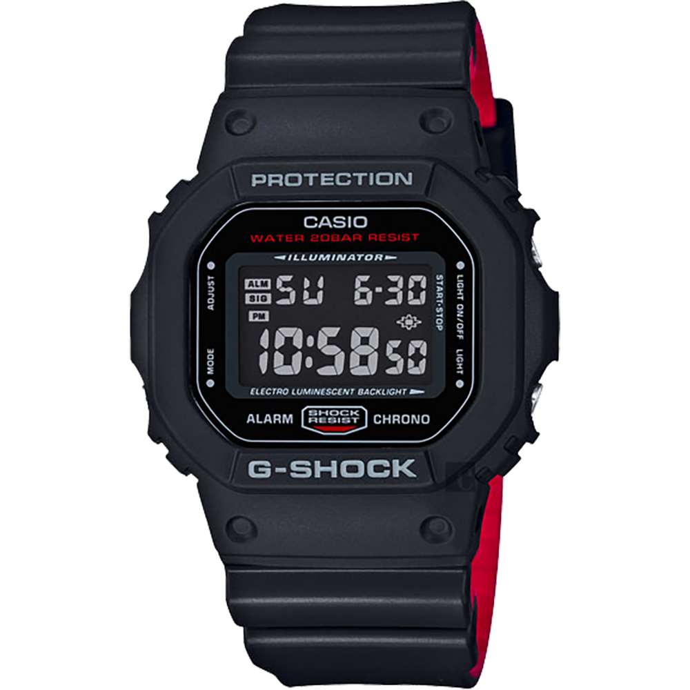 CASIO 卡西歐 G-SHOCK 經典人氣電子錶 送禮推薦-紅黑 DW-5600HR-1