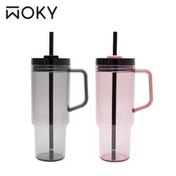 【WOKY 沃廚】WOKY 把手吸管冰壩杯1200ml