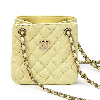 CHANEL 香奈兒 23S Mini toto Bag 荔枝皮(17cm/小雞黃/金釦)