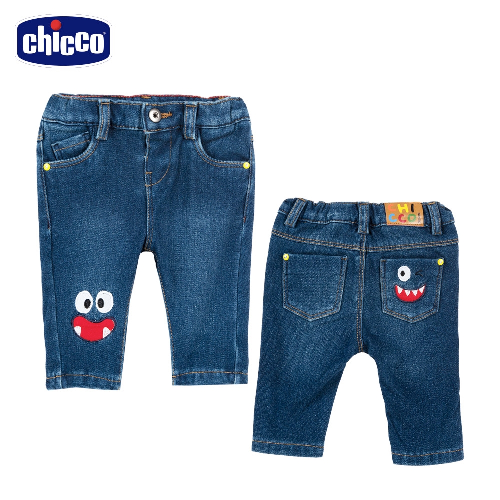 chicco-To Be BB-怪獸繡圖彈性牛仔長褲