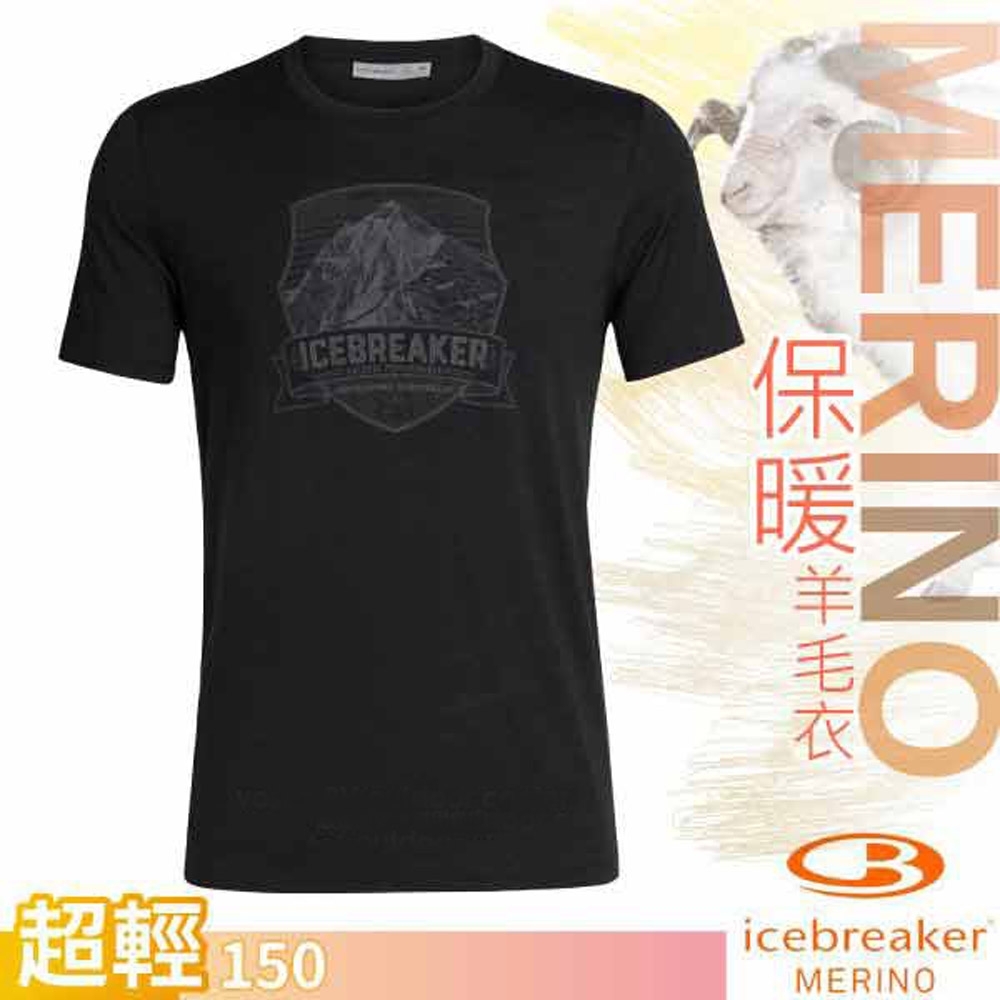 Icebreaker 男新款 美麗諾羊毛 TECH-LITE 圓領短袖休閒上衣_黑