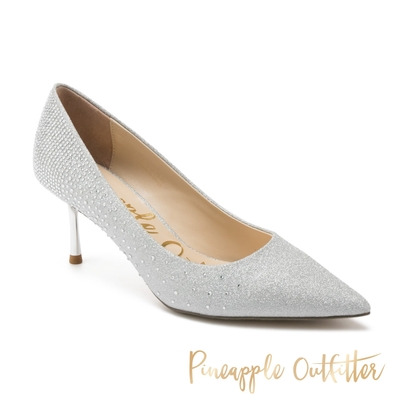 Pineapple Outfitter-PRIYA 閃耀碎鑽尖頭中跟鞋-銀色