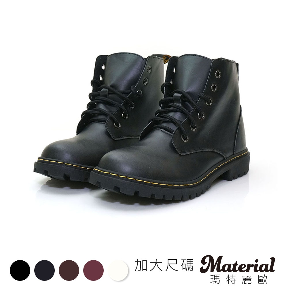 (時尚美靴)Material 瑪特麗歐短靴 加大高質感綁帶短靴  TG7704
