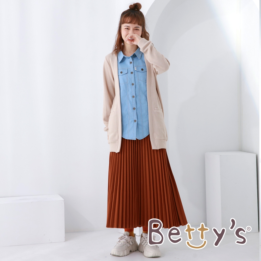 betty’s貝蒂思　氣質女伶款百褶長裙(咖啡色)