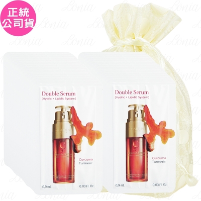 【即期品】CLARINS 克蘭詩 黃金雙激萃-超級精華(0.9ml)*30旅行袋組(公司貨)