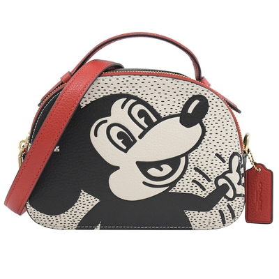 COACH X Disney 聯名款米奇印花雙層手提兩用包(紅/白/黑)