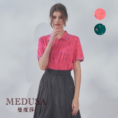 現貨【MEDUSA 曼度莎】I Care 可愛小花跳色 POLO 衫 - 2色（F）｜女上衣 短袖上衣 休閒上衣