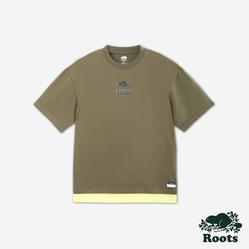 Roots 男裝- ROOTS METALLIC短袖T恤-綠色