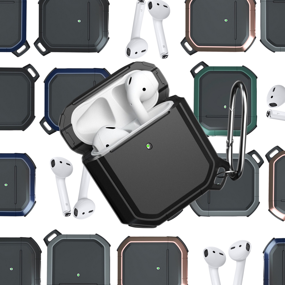 For AirPods 第2代/第1代鎧甲保護殼 耳機防摔殼 耳機套 (附扣環)