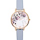 Olivia Burton 英倫復古手錶 大理石花卉紋路 粉藍色真皮錶帶玫瑰金框38mm product thumbnail 1