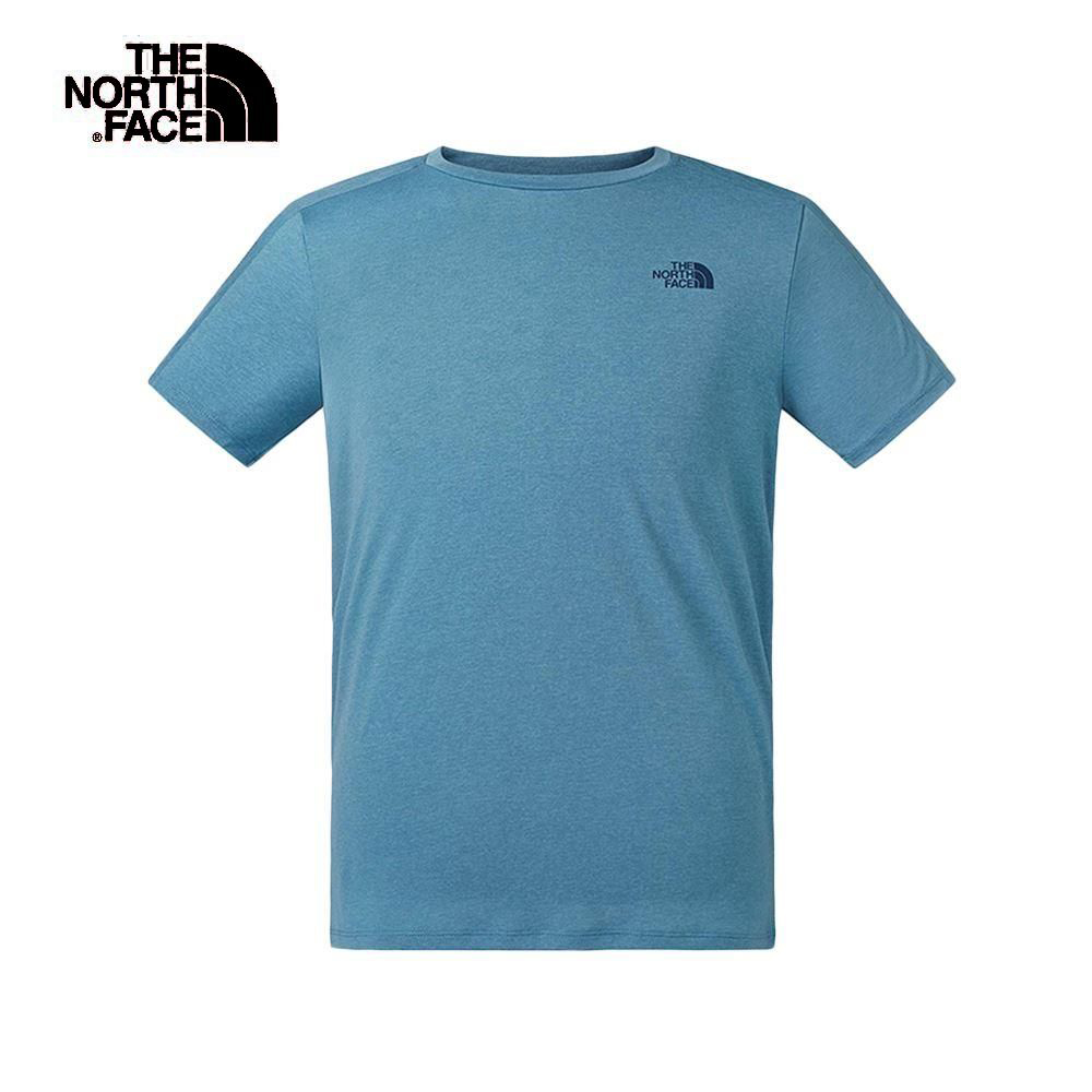 The North Face北面男款土耳其藍色吸濕排汗運動短袖T恤｜3RKT4Y3