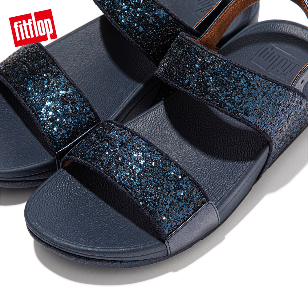 FitFlop】LULU GLITTER BACK-STRAP SANDALS經典亮片後帶涼鞋-女(午夜藍