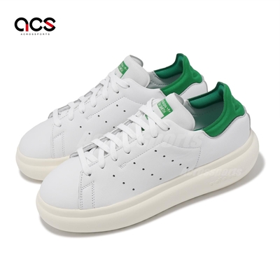 adidas 休閒鞋 Stan Smith PF W 女鞋 白 綠 皮革 低筒 厚底增高 史密斯 經典 愛迪達 ID2786