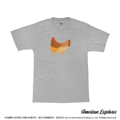 American Explorer 美國探險家 印花T恤(客製商品無法退換) 圓領 美國棉 T-Shirt 獨家設計款 棉質 短袖 -雞家族-(母雞)