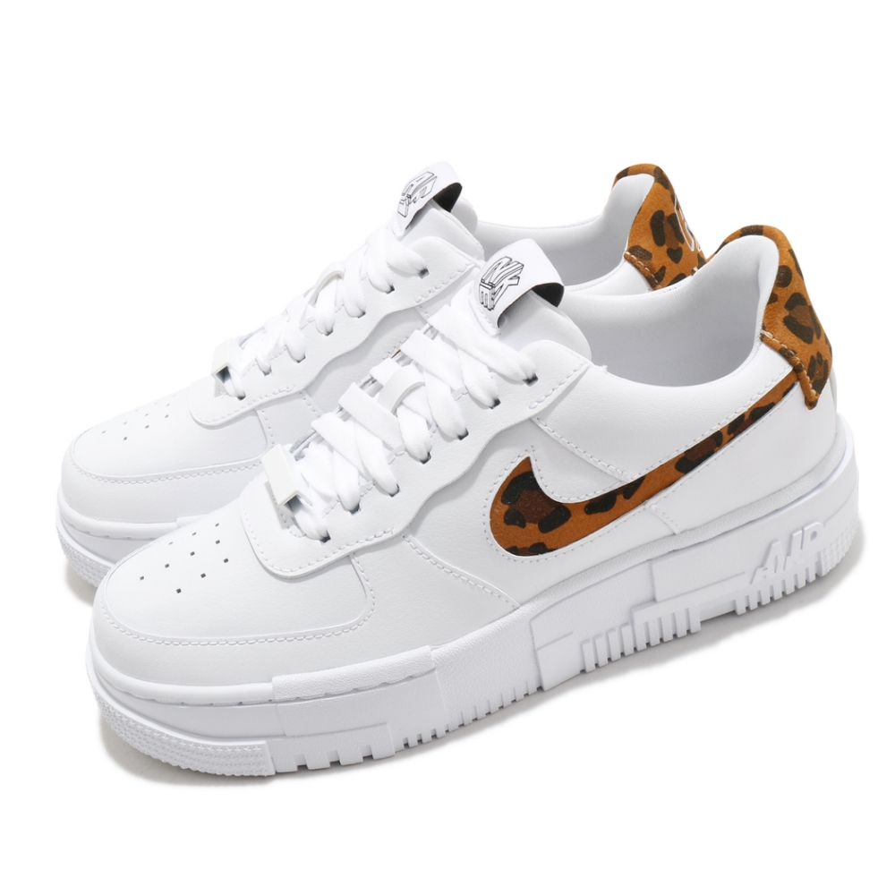 Nike 休閒鞋 AF1 Pixel SE 運動 女鞋 基本款 簡約 皮革 豹紋 穿搭 球鞋 白 棕 CV8481100