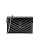 YSL Monogram 銀logo粒紋牛皮斜背/肩背信封包-19cm(742920-黑) product thumbnail 1