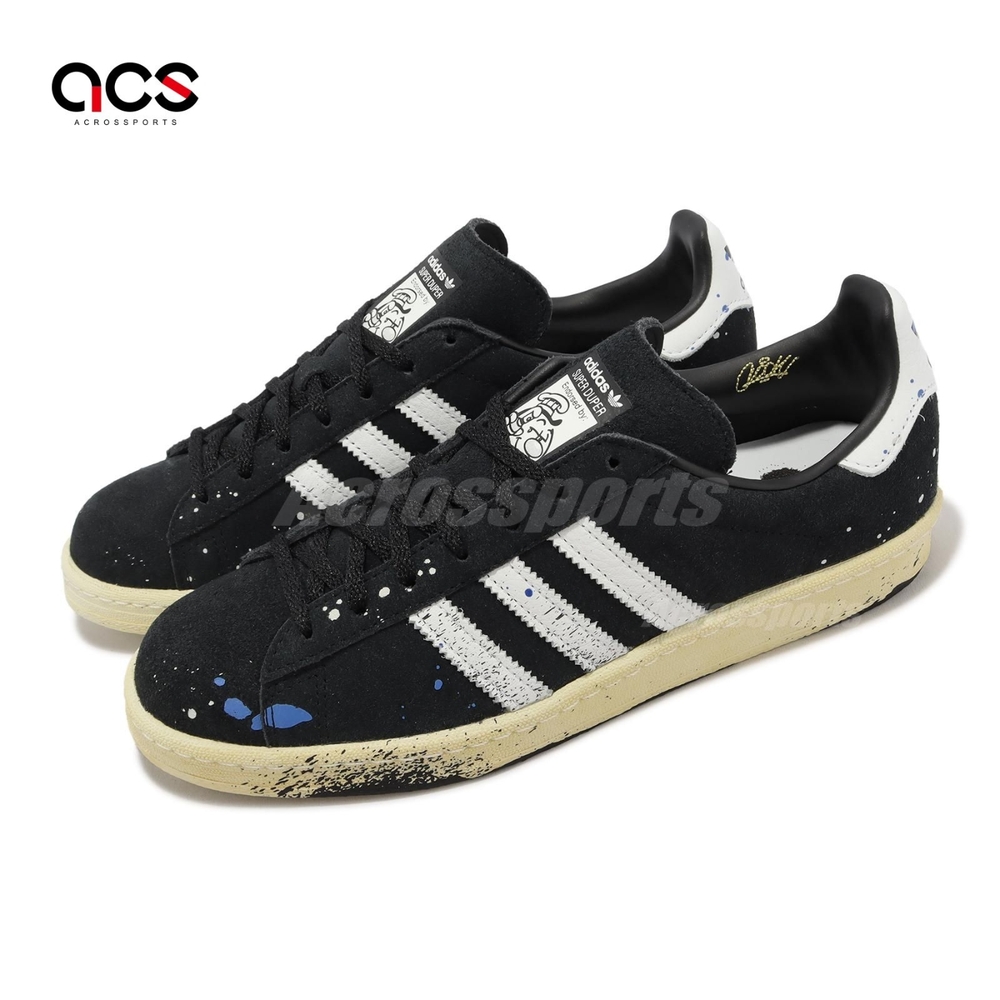 adidas x COOK 休閒鞋Campus 80s 男鞋黑白麂皮聯名塗鴉潑墨