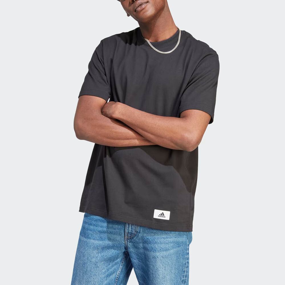 Adidas M LNG TEE Q3 IB6165 男 短袖 上衣 T恤 休閒 素色 寬鬆 棉質 黑