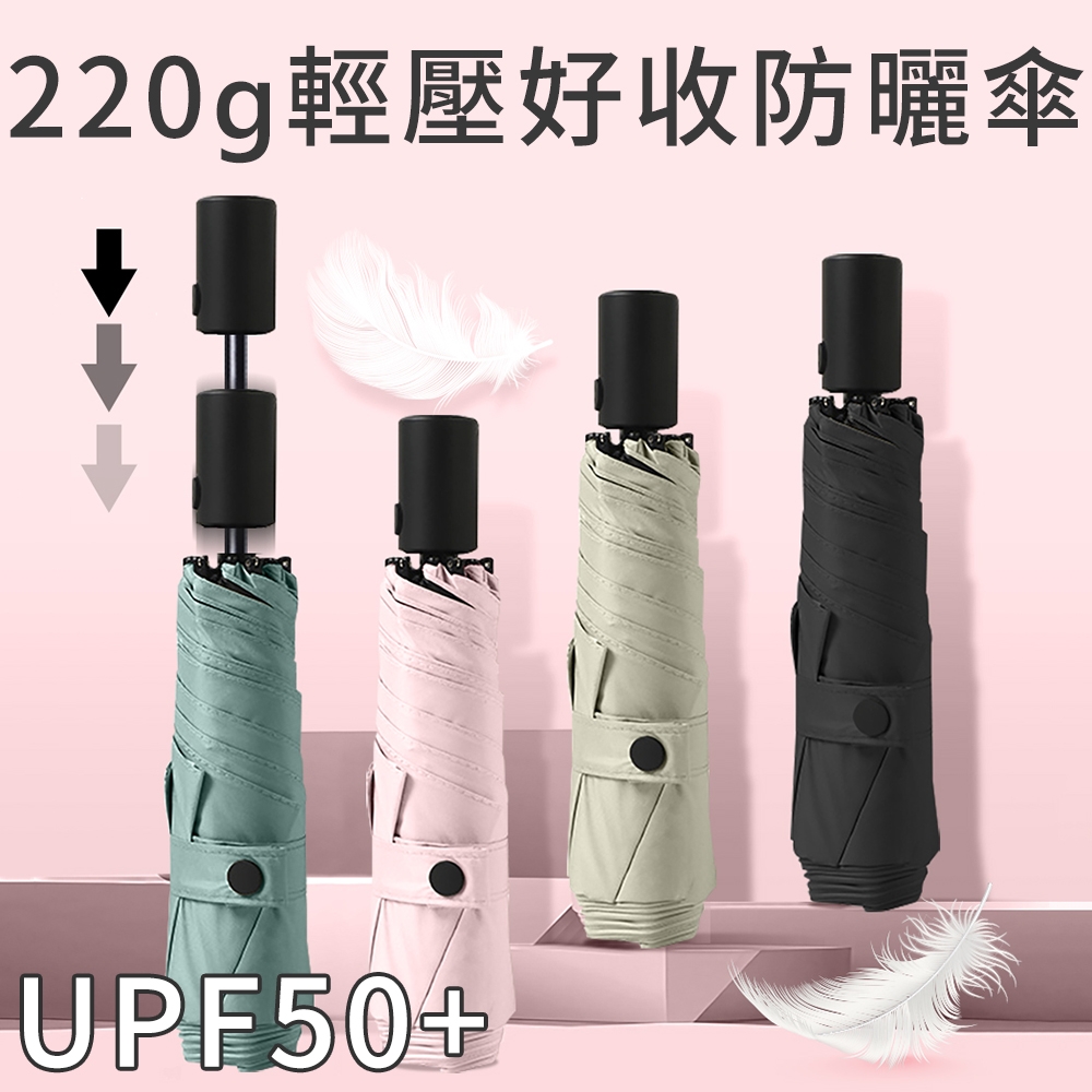 Luxing 220g輕壓好收傘 極輕UPF50+黑膠防曬 雨傘 省力安全自動傘 折疊傘晴雨傘 迷你輕量傘