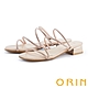 ORIN 氣質細緻鑽條繞踝方頭低跟拖鞋 粉色 product thumbnail 1