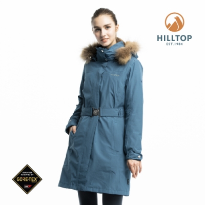 【hilltop山頂鳥】女款GORE-TEX二合一防水羽絨長大衣F21F81藍綠