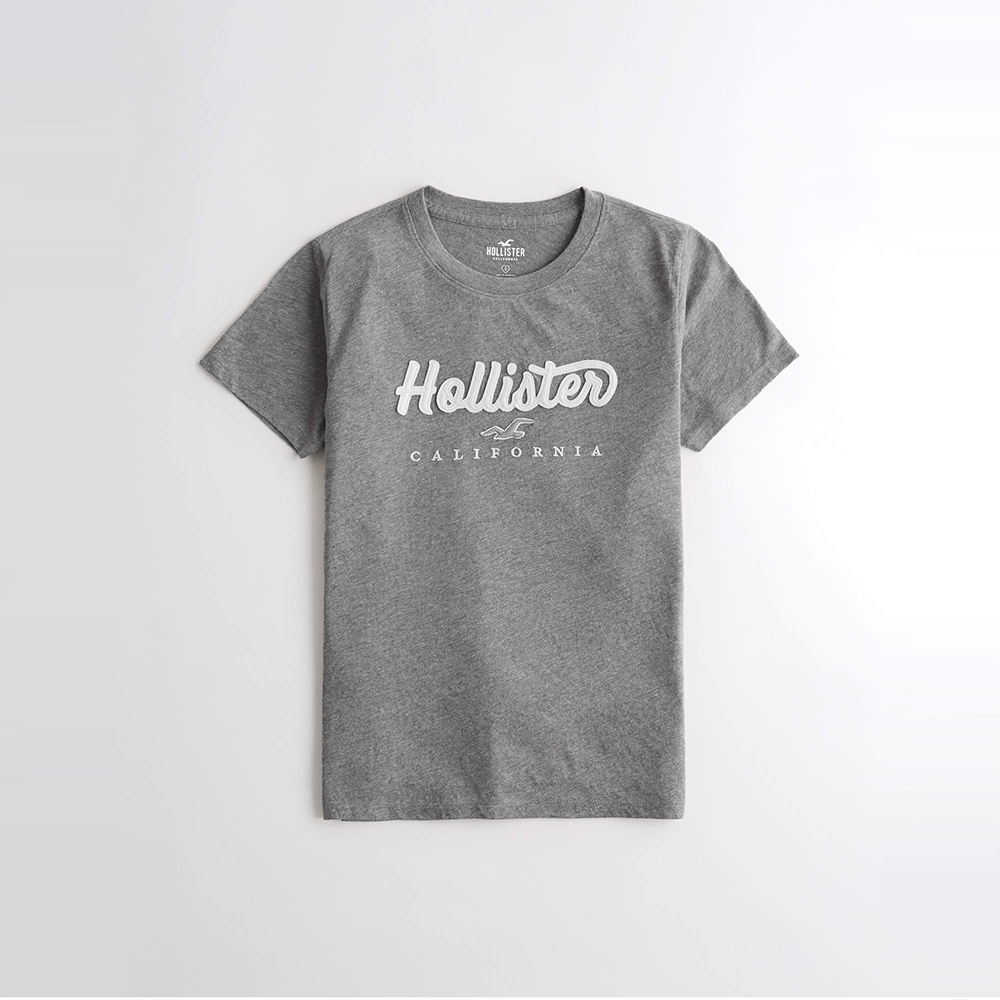 Hollister 海鷗 經典刺繡大海鷗圖案文字短袖T恤(女)-灰色