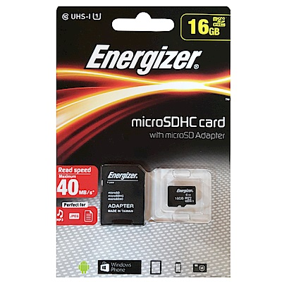 Energizer 勁量 16GB UHS-I microSDHC 高速記憶卡 (含轉卡)