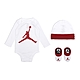 Nike 包屁衣 Jordan Baby 白 紅 長袖 帽子 襪子 純棉 寶寶 嬰兒 送禮 白 紅 JD2343018NB-001 product thumbnail 1