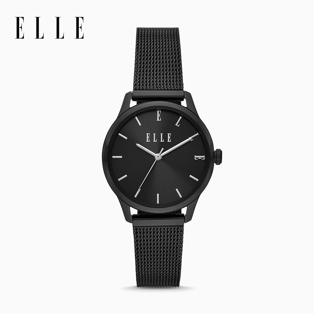 ELLE Monceau  堆積幸福滿滿腕錶 夜色黑不銹鋼練帶 34mm ELL21059