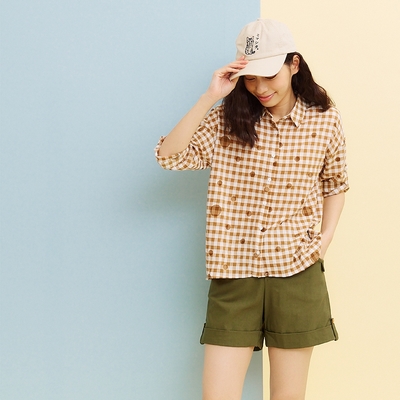 【Dailo】格紋圓點-女短袖襯衫(二色/版型適中)