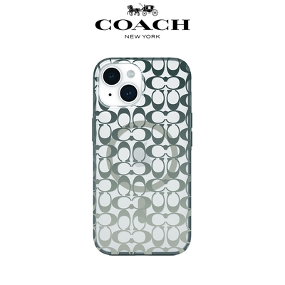 【COACH】iPhone 15系列 MagSafe 手機殼 軍綠經典大C