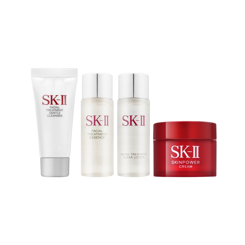 SK-II 保濕補水護膚旅行組 (洗面乳20g+亮采水30ml+青春露30ml+活膚霜15g)