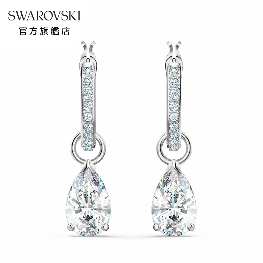 SWAROVSKI 施華洛世奇 Attract 白金色典雅珍珠穿孔耳環