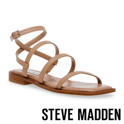 STEVE MADDEN-SUPERBLY 細帶水鑽方頭平底涼鞋-卡其色