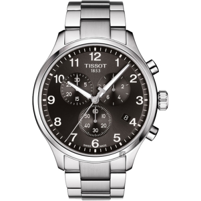 TISSOT 天梭 官方授權 韻馳系列 Chrono XL計時手錶 送禮首選-灰x銀/45mm T1166171105701